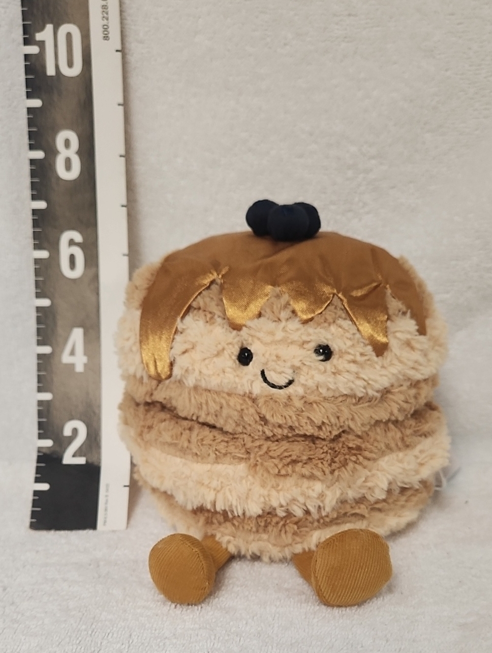 Jellycat Brown & Gold Fluffy Pancake Plush with Blueberry Top